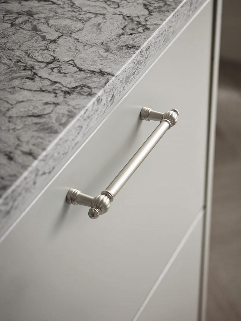 Brushed Nickel Zinc Alloy Cabinet Pulls - 5"(128mm) Hole Center Classic Vintage Drawer Handles,Kitchen Cupboard Bathroom Dresser Cabinet Hardware Handles (5, Brushed Nickel, 5"(128mm)Hole Centers) 5" (128mm) Hole Centers