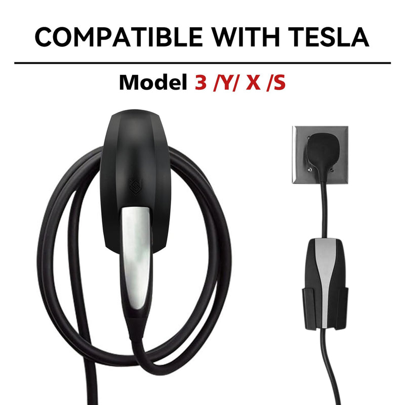 SEVEN SPARTA Charging Cable Holder with Chassis Bracket Compatible with Tesla Model 3 Model Y Model X Model S Charger Cable Organizer Car Accessories Wall Connector, Patent Approved (Black) Black