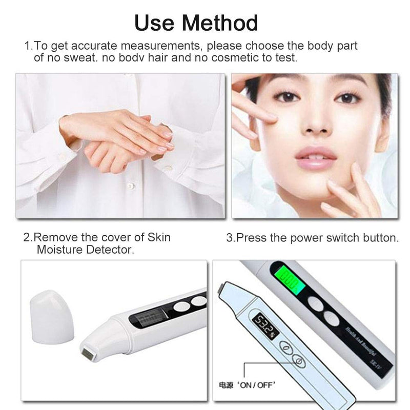 Sonew Digital Skin Detector Portable Oil Content Analyzer LCD Display Skin Care Tester Detector Face Care Monitor(White)