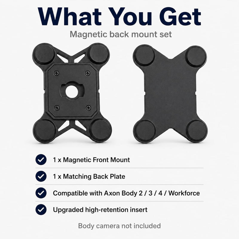 Axon Body Camera Mount for Axon Body 2/3/4/Workforce (Black, Magnetic) black