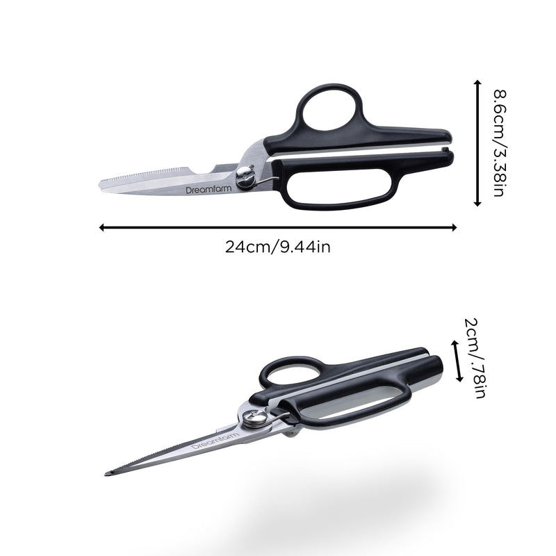 Dreamfarm Bishears 2-In-1 Kitchen Scissors that Flip to Become Powerful Shears - Black/White