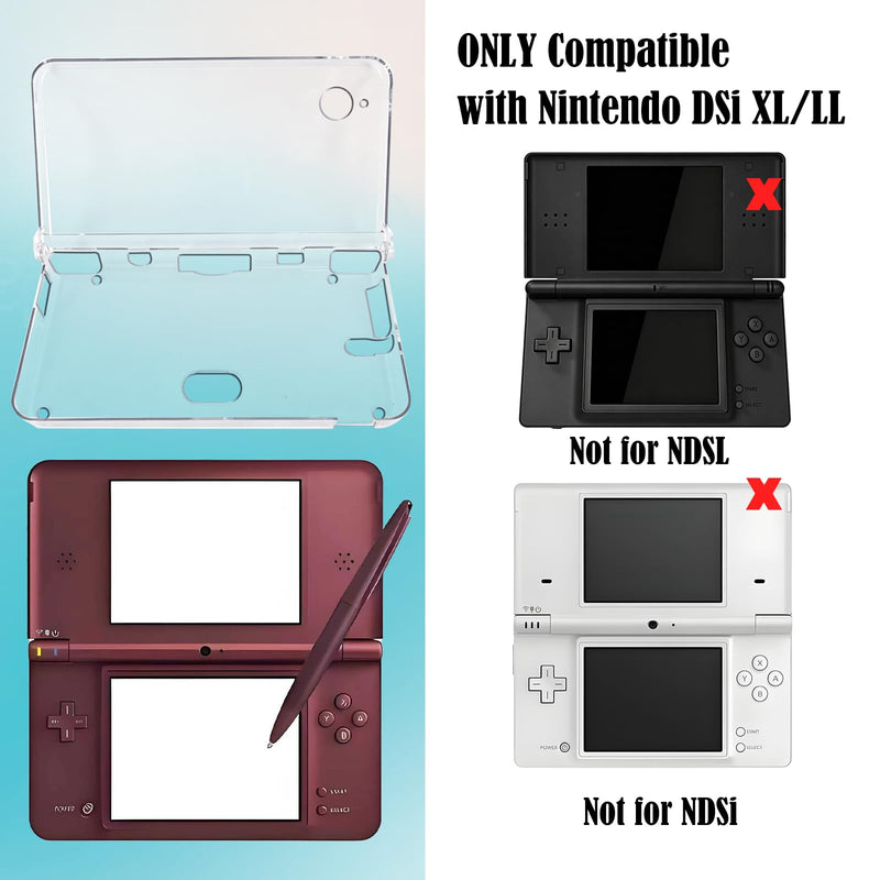 JDGPOKOO 5 in 1 Accessories Kit for Nintendo DSi XL/LL, Carrying Case for NDSi XL/LL, Clear Shell Case, 2 Set Screen Protectors and Charging Cable Compatible with NDSiXL/LL ONLY