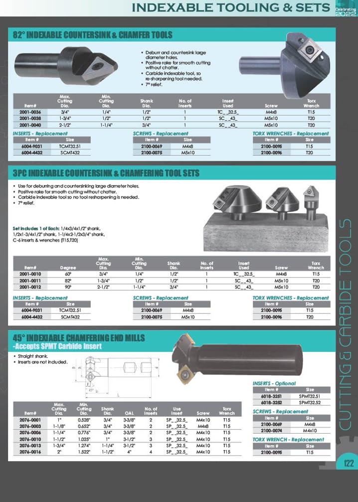 HHIP 2075-0500 60 Degree Indexable Dovetail Cutter, 1 Flute, 1/2" Cutting Diameter, 3/8" Shank, 2.36" OAL, 1/2" Cutting Diameter 1/2 in