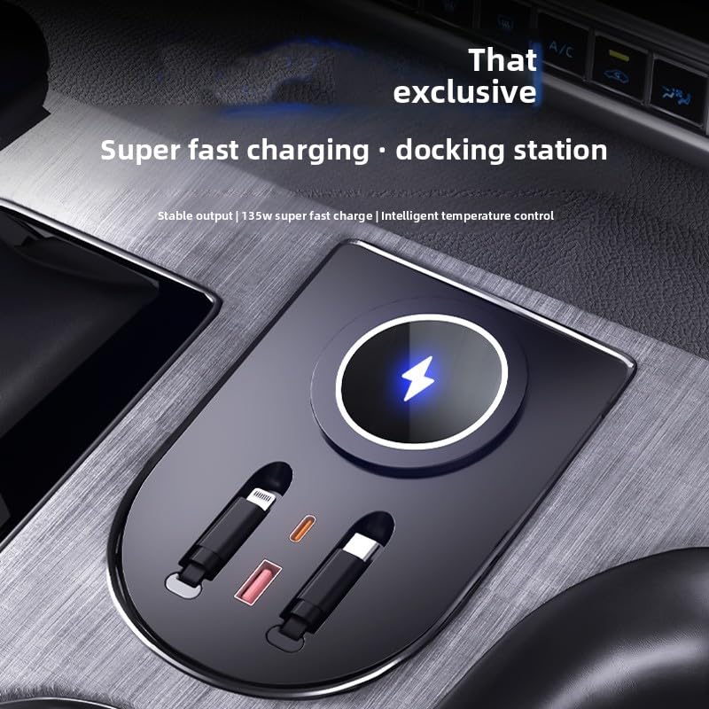 USB Hub Car Wireless Charger Mount for 2021 2022 2023 2024 2025 Toyota Sienna accessories, Mobile phone charger，45W Fast Charging Center Console Dash (Model B)