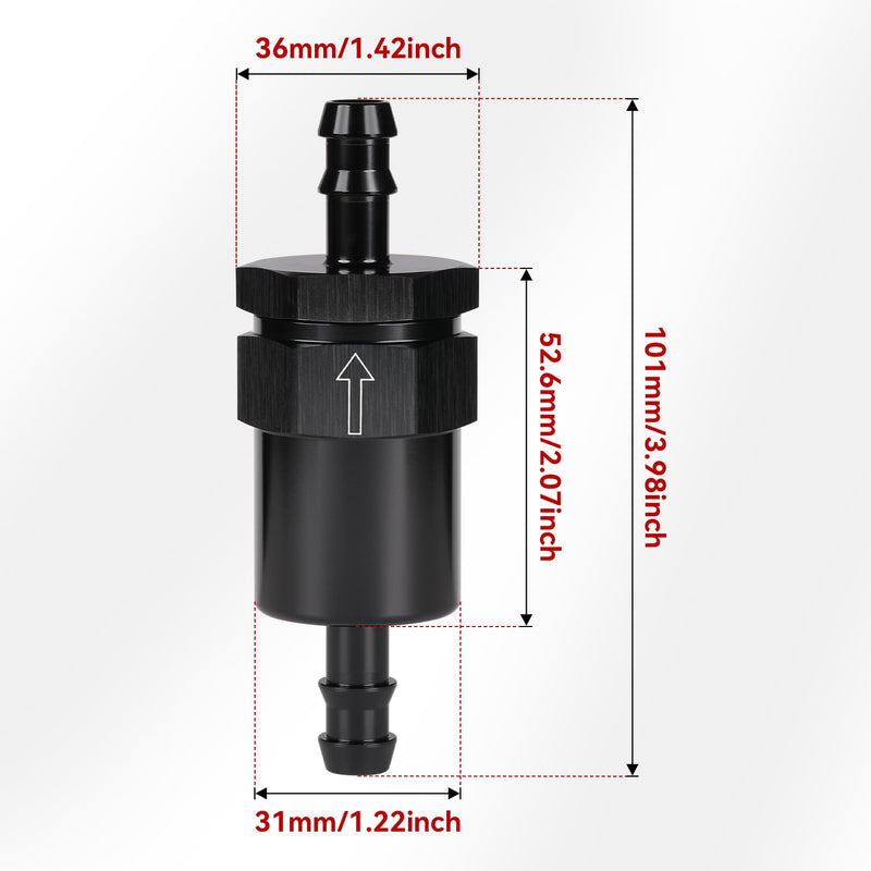 3/8" Billet Inline Fuel Filter 30 Micron Aluminum Black 3/8"