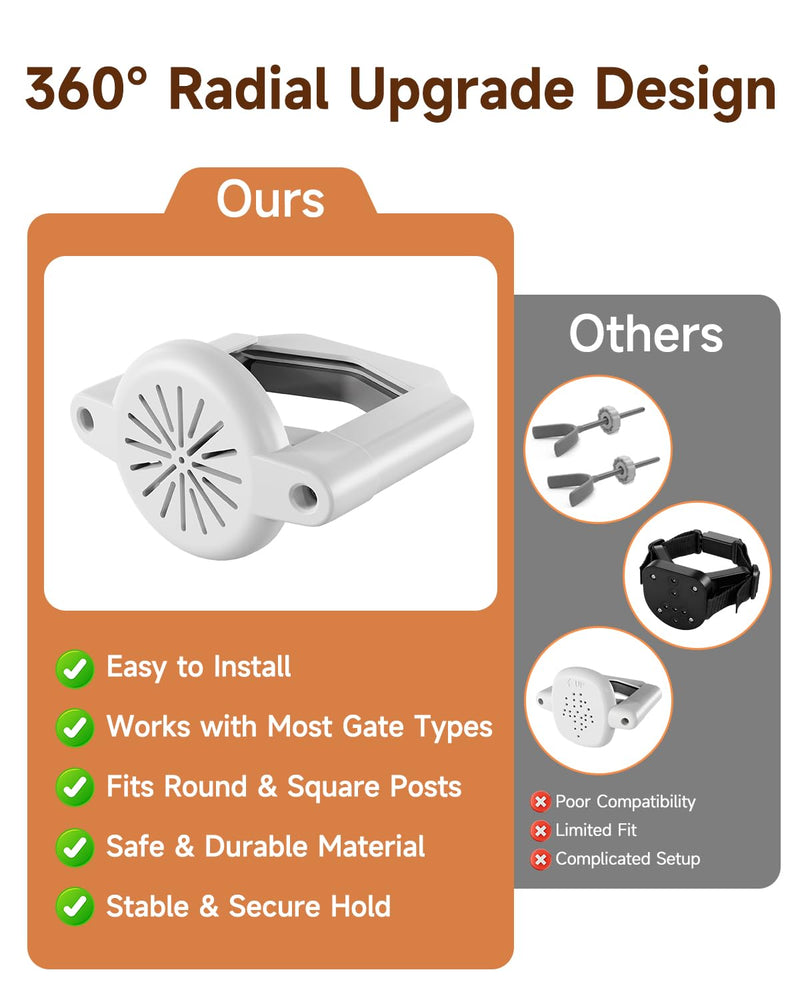 No Drill Baby Gate Banister Adapter, Upgraded Mounting Kit for Stairway, Fits Round & Square Posts 1.5"–3.5", for Most Baby & Dog Gates, No Holes in Your Posts, White