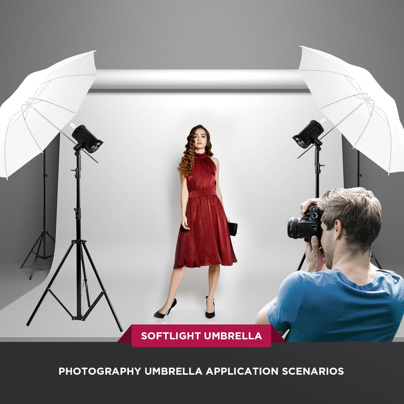 [2 Pack] 33"/84cm White Translucent Soft Umbrella Kit,Photography Umbrella Lighting Kit for Studio/Outdoor Photo and Video Lighting Accessories (2 * 33" White)… 2* 33" White