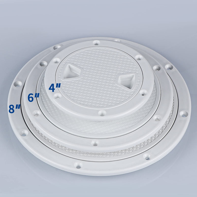 Smartmarine Boat Hatch White 4"6"8" Round Non Slip Inspection Hatch w/Detachable Cover for Marine Boat Yacht (4 inch) 4 inch