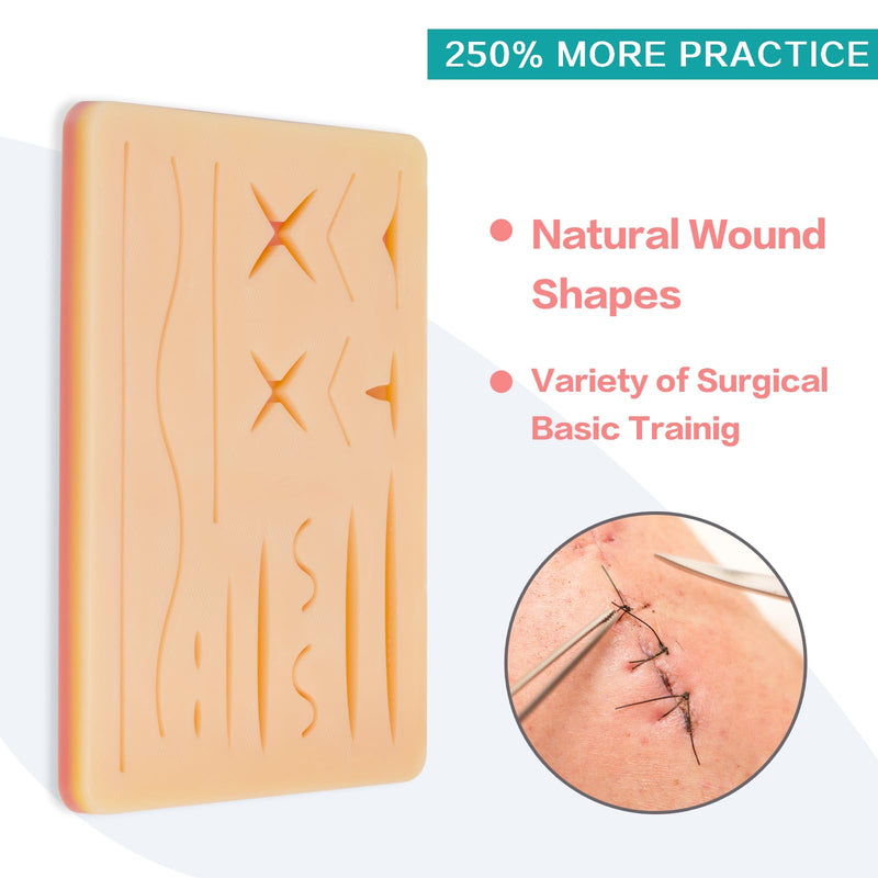 3-Piece Suture Pad, Suture Practice Pad with Various Wound Shapes, Suture Practice Kit, Suitable for Medical, Veterinary Medical Staff Training and Practice (Combination Two) Combination 2