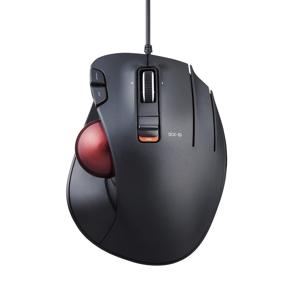 ELECOM EX-G Wired Trackball Mouse, Ergonomic Thumb Control, Smooth Tracking Roller Ball, 5 Programmable Buttons, Tilt Scroll, Computer Mice for PC Mac Red Ball (Recommended)