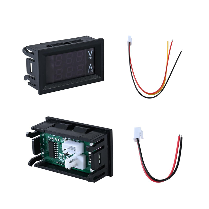 10 Pack 0.28 Inch Digital Voltmeter Ammeter DC 100V 10A Red and Blue Dual LED Display Panel with Connect Wires 2 in 1 Volt Amp Voltage Current Meter Tester for EV Cars Boats and Electronic Circuits