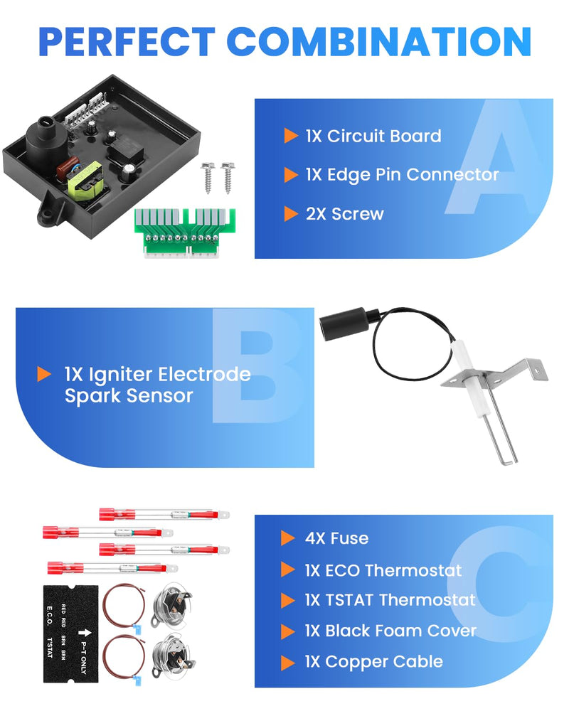 2025 HOT- RV Water Heater Part Fit Atwood RV Water Heater GC6AA-10E GC10A-4E include 91365 Control Circuit Board Parts,91447 Thermal Cut Off & Thermostat Kit,93868 Initer Electrode By AMI PARTS