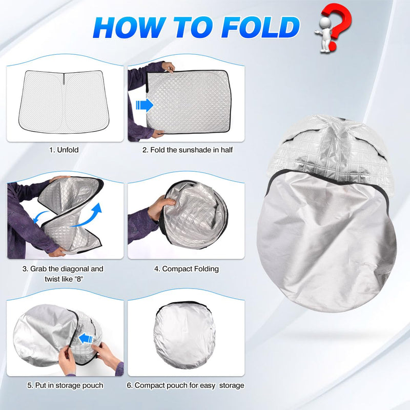 Windshield Sun Shade for 2016-2024 2025 Honda Pilot Accessories Thicken 6-Layer Foldable Front Window Sunshade Cover Sun Visor Protector Block UV Rays Keep Vehicle Cool Honda Pilot 2016-Present