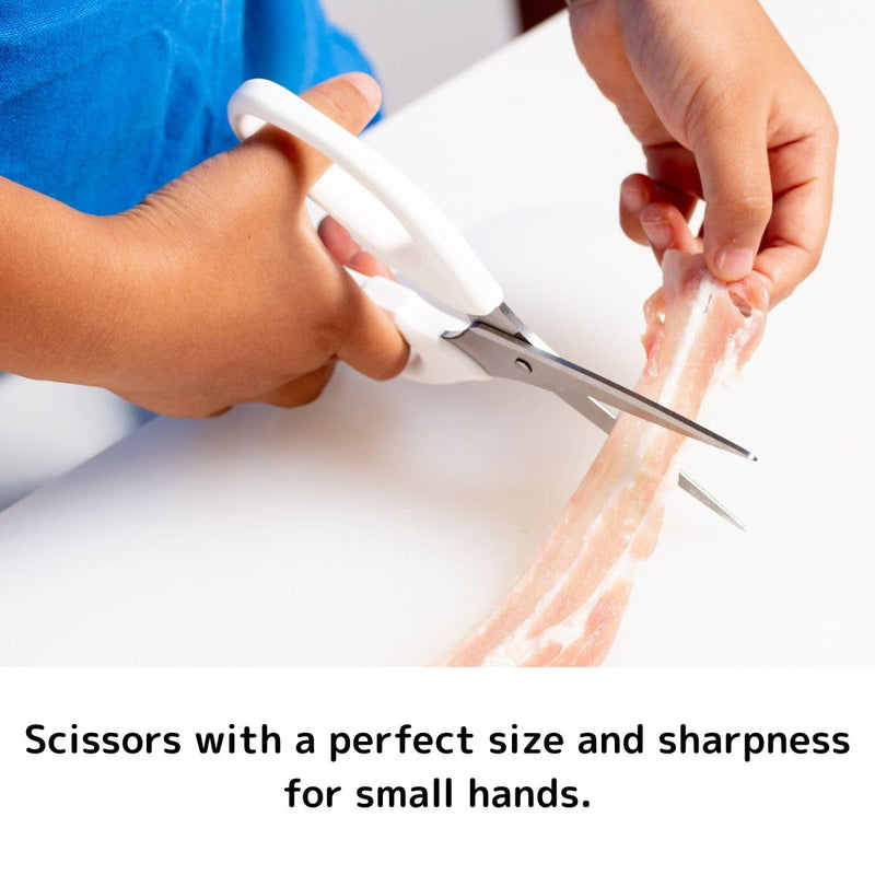 Kids Kitchen Scissors, Right-hand, with Safety Cover, Made in Japan, Stainless steel for easy cleaning, Small Size For Kids