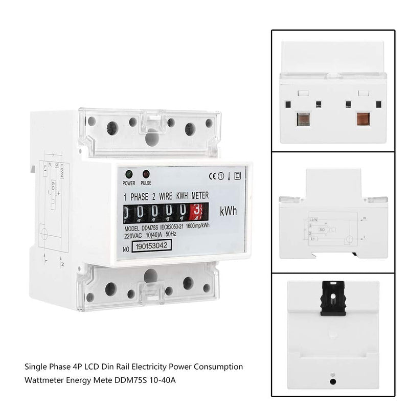 Single Phase Two Wire Energy Meter 4P LED Din Rail Electricity Power Voltmeter Ammeter Voltage Amp Kwh Meter Multimeter