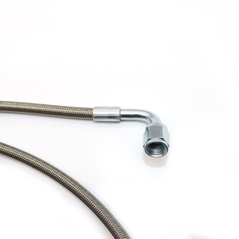 GXARTS 60" Billet Steel Braided Turbo Oil Feed Line Length 4AN 90 Degree Straight Hose Straight PTFE line straight Hose End Pressure Stainless Remote Turbocharger 551871 60‘’