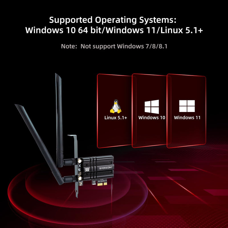 WiFi 6E AXE5400 PCIe WiFi Card Intel AX210 Chipset with Bluetooth 5.3 Adapter Tri-Band 2.4G/5G/6GHz 5374Mbps PCI Express Wireless Network Card for Desktop PC Windows 10/11 (Black) AXE5400(Black)