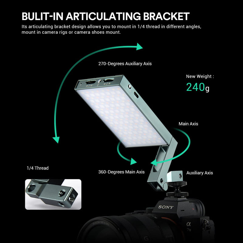 Godox M1 RGB Mini Creative Light,Led Video Light,13W 2500k-8500k Adjustable,CRI97 TLCT 97 RGB 0-360 Full Color,Music Beats Light Function and 40 FX Lighting Effects with Aluminum Alloy Shell(Green) Green