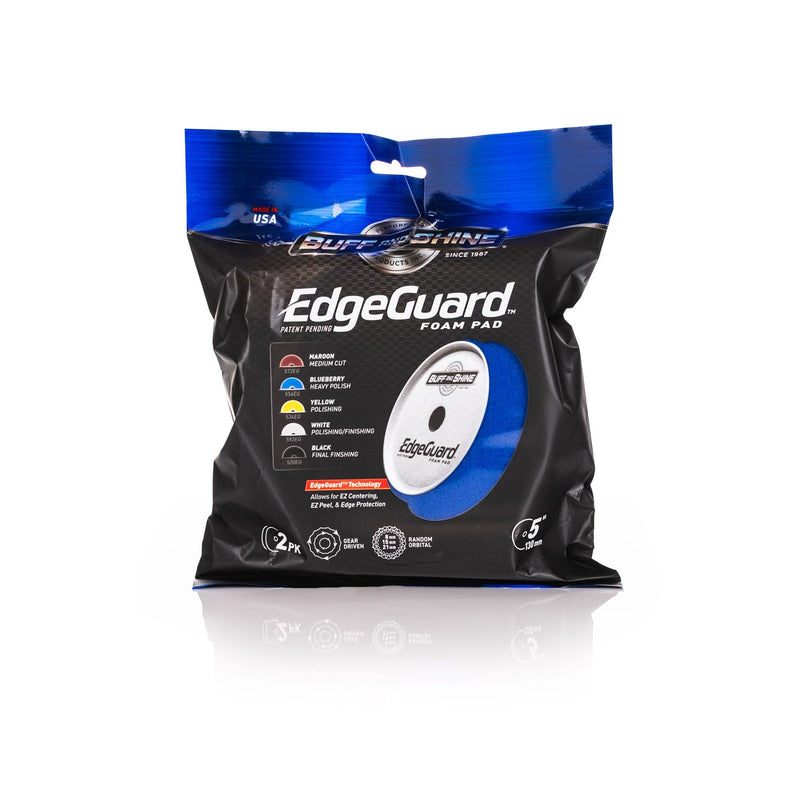 EdgeGuard Foam Buffing Pads - Blueberry - 5" Heavy Polishing Pad - Pack of 2 Blueberry - Heavy Polish 5" (2 Pack)