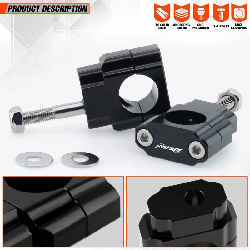 Universal Dirt Bike Handlebar Mounts- Motorcycle Handlebar Riser Mounting Kit 1-1/8" Black