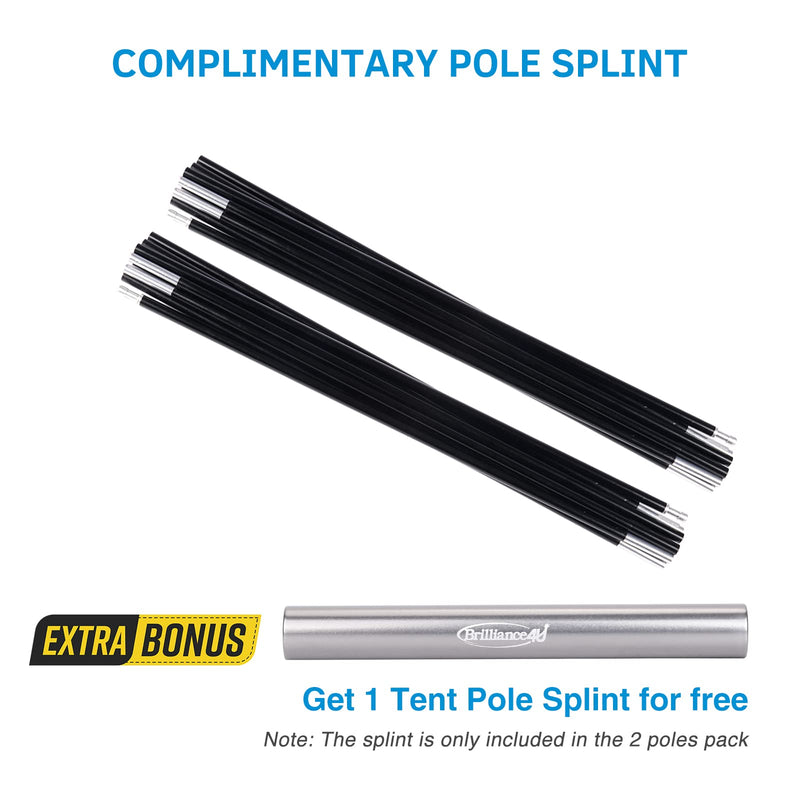 Aluminum Tent Poles Replacement, Black Pre-Assembled Tent Pole, 7001 T6 Heated Camping Tent Rod 20ft 1.3 in 2 Poles