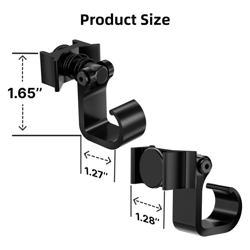4 Pack L Track Hooks with Single Stud Fitting, Spring-Loaded Adjustable Gear Hook, Aluminum L Track Accessories for Trailer, Truck, Garage, Tie Down System, 100LBS Max Load Capacity – Black