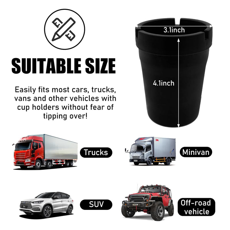 Car Ashtray, Smokeless Smellproof Self-Extinguishing Auto Ashtray, Portable Mini Vehicle Cigarette Trash Can for Home Office, Universal Car Ashtray Fits Most Cup Holder (Black) Black