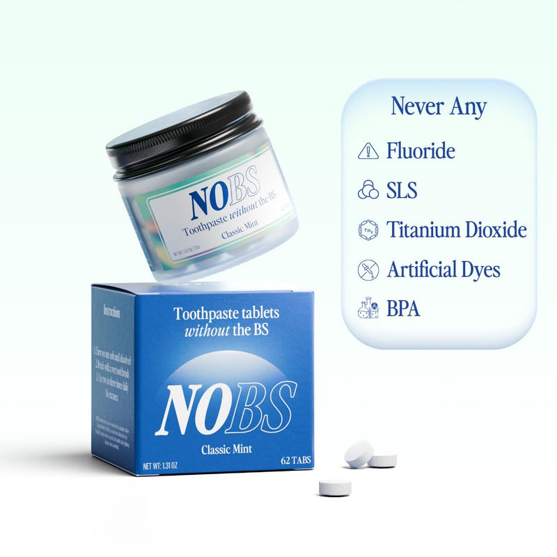 NOBS (No Bad Stuff) Toothpaste Tablets - Nano Hydroxyapatite, Fluoride & Plastic Free, Eco & Travel Friendly - Remineralize with NHA (3 Month)