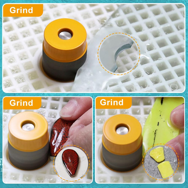 Grinder Bits for Stained Glass - Diamond Grinder Head 1/8", 1/4", 3/4" and 1" Core Stained Glass Grinder Bits & Brazed Diamond Grinder Bit Head, Stain Glass Tools and Supplies for Stained Glass set 3