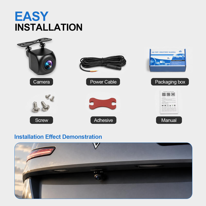 WiFi Backup Camera for Car, HD 720P Rear View Camera, 120-Degree Wide Angle Night Vision Reverse Camera with Metal Housing, IP69-Rated, for Cars, Trucks, SUVs and RVs