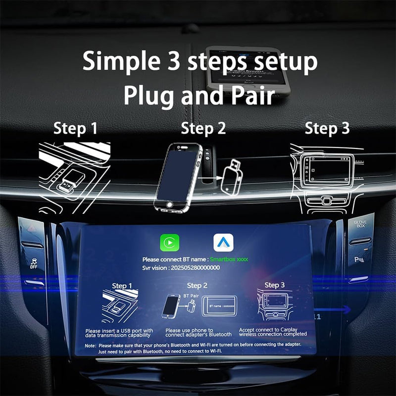 1 PCS 2-in-1 Wireless CarPlay Adapter,Plug and Play Low Latency CarPlay Dongle,Wired to Wireless Car Media Receiver for Cars(Silver)