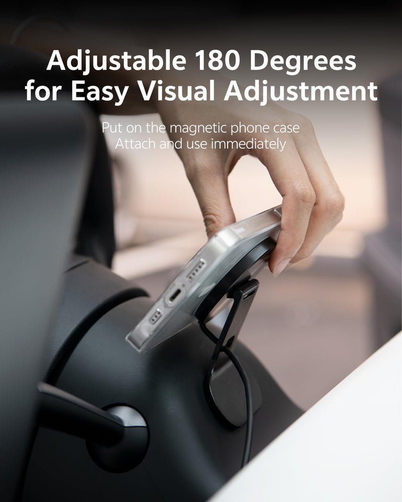 2025 Upgraded Magnetic Wireless Charging Car Phone Holder for Tesla Model 3 / Y, Magnetic Phone Mount, Car Mount for iPhone, Car Accessories,Transparent Appearance Design