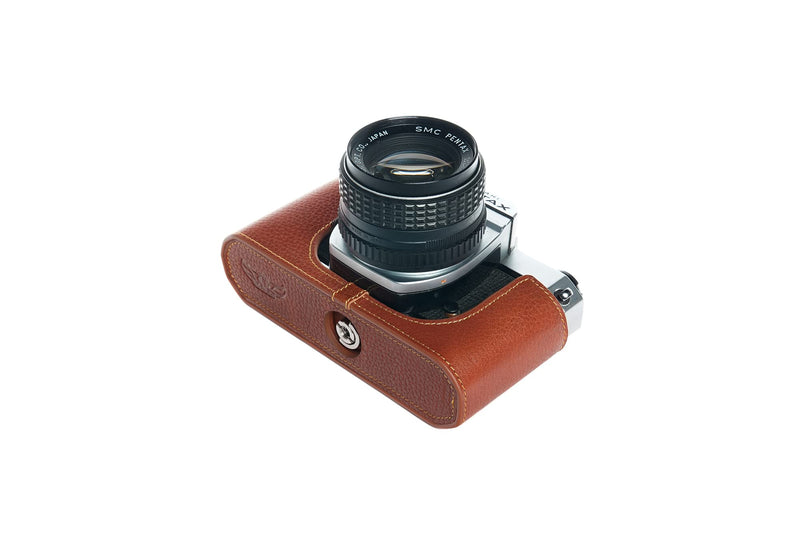 K1000 Case, BolinUS Handmade Genuine Real Leather Half Camera Case Bag Cover for Pentax Asahi K1000 Camera With Hand Strap (Brown) Brown