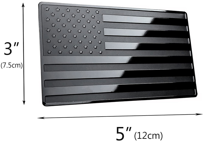 LFPartS USA Embossed Stainless Steel Metal Flag for Cars, Trucks Black 5"x3" 5"x3"