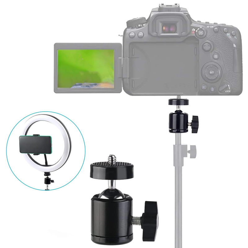 Daniob 4-Pack Mini Ball Head, Tripod Head with 1/4" hot Shoe, 360° Rotatable Ball Head Camera Mount Adapter, with Tripods, Light Bracket, SLR Cameras