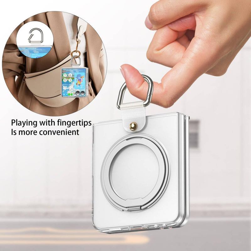 Clear Z Flip 8 Case with Ring 360 Kickstand Hinge Protection for Samsung Flip 8 Case Protective Cover for Galaxy Z Flip 8 5G (2026) - Clear