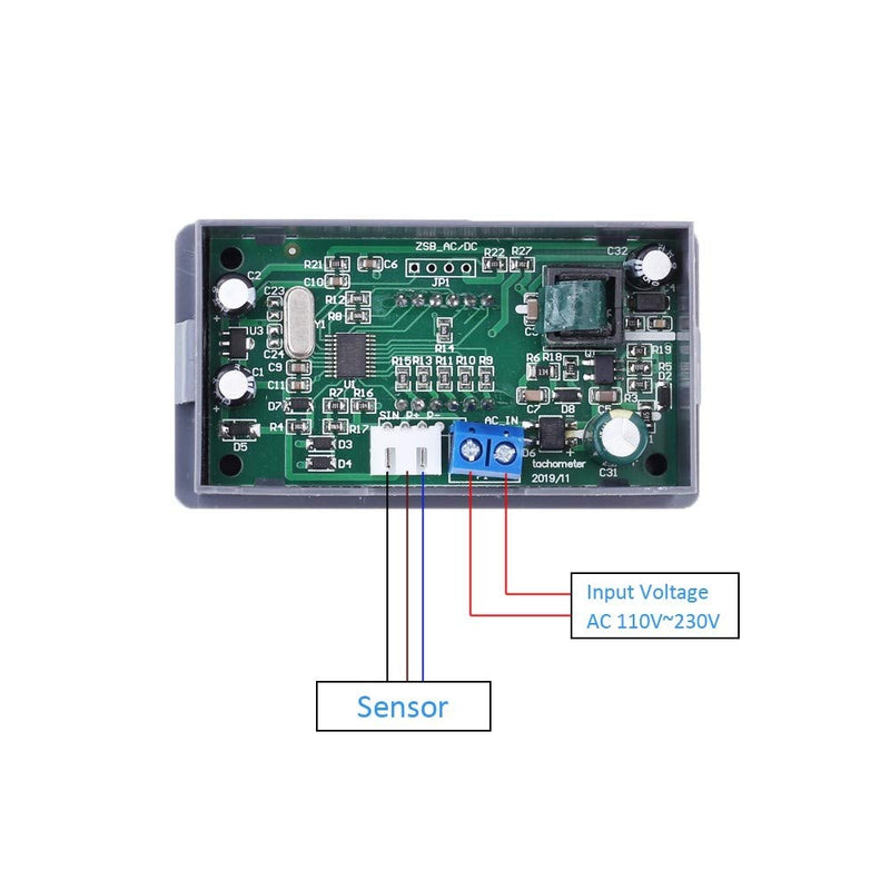 DONGKER Digital LED Tachometer,AC 110V 220V 4Bit Digital Speed Meter High Precision RPM Speed Meter with Proximity Switch Sensor