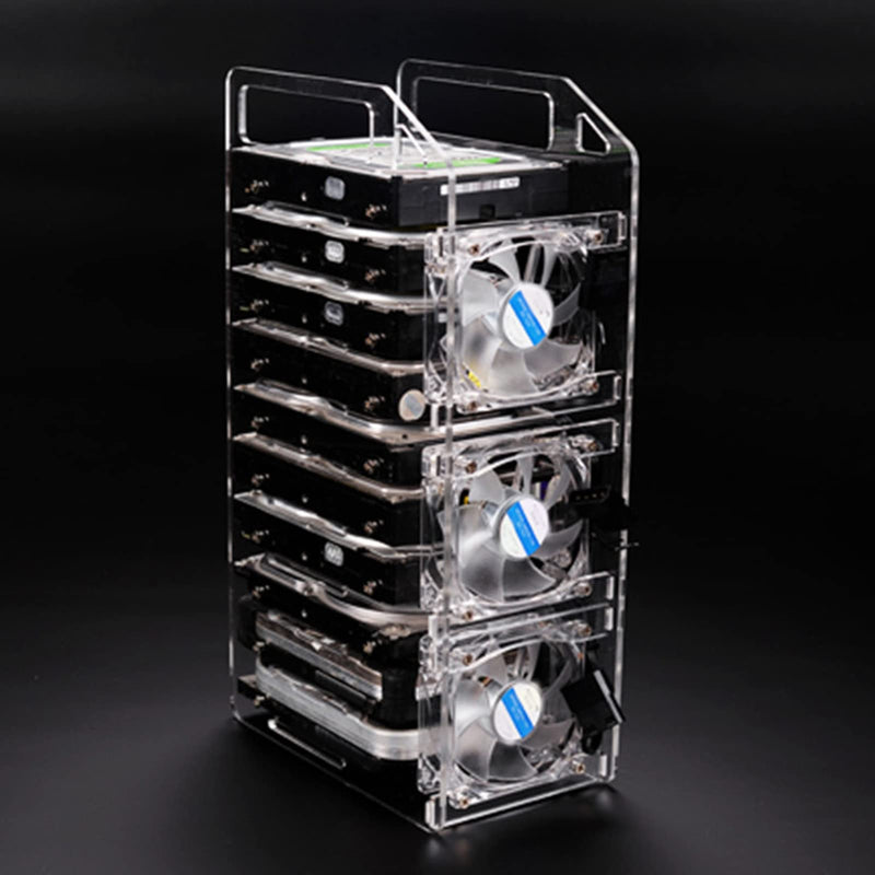 DIY Hard Drive Bracket, Multi Layer Acrylic Rack for Desktop with Accurate Mounting Hole, Supports Multiple 3.5inch Hard Drives, Easy Installation (10 Layers) 10 Layers