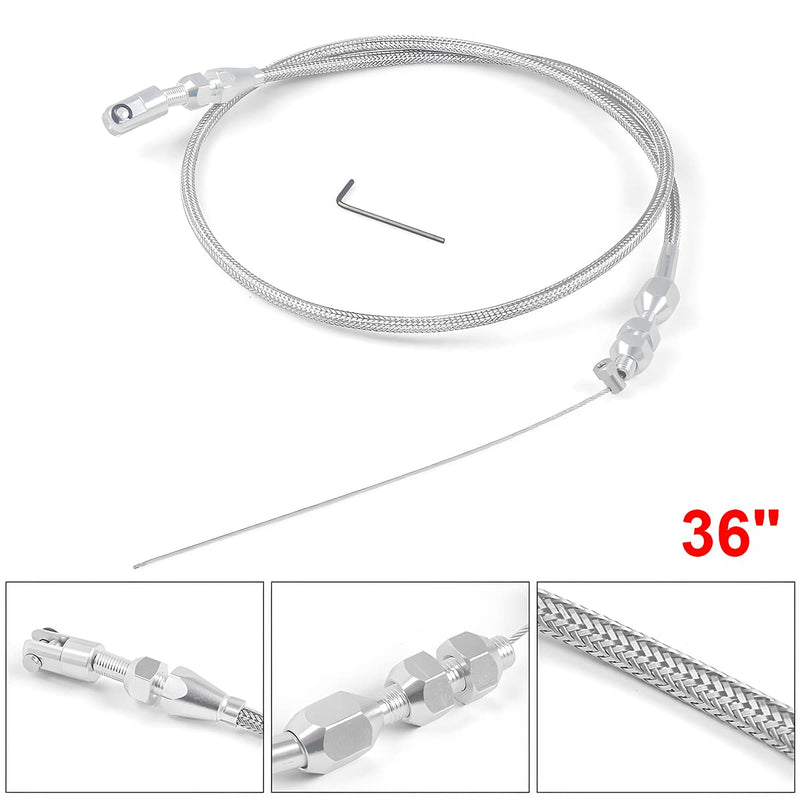 AICEL 36" Braided Throttle Cable, Compatible with 97-07 Silverado LS1 Engine 4.8L 5.3L 5.7L 6.0L, Stainless Steel Car Accelerator Throttle Cable Repair Kit, Universal Car Replacement Accessories