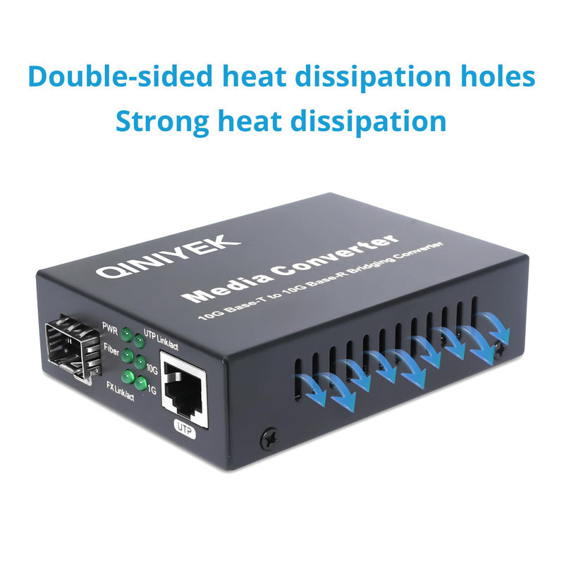 10G Multi-Gigabit SFP Media Converter, 2 Port 10G Ethernet Media Converter,1x 100M/1G/2.5G/5G/10GBase-T RJ45 to 1x 10GBase-X SFP+ Slot NDAA & TAA Compliant, Power Adapter and Manual Included