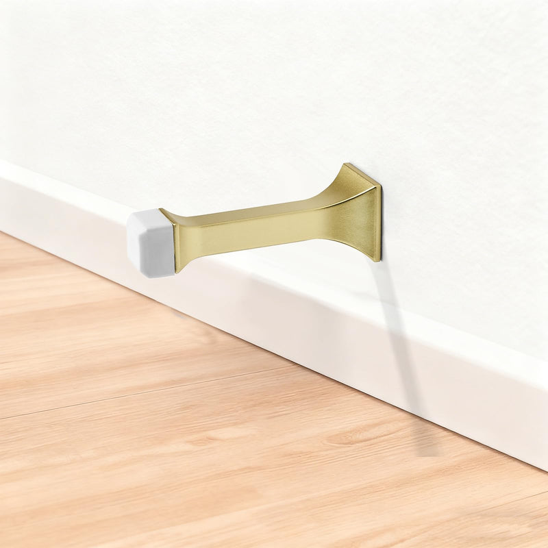 Khtumeware 10 Pack Brushed Gold Heavy Duty Solid Rigid Door Stop-3",with Soft Rubber Tip, Zinc Door Stopper Protect Wall & Door,Satin Gold