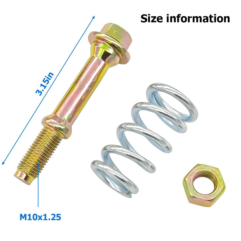 Zipelo 2PCS Car Exhaust Spring Bolt and Nut kit, M10 x 1.25 Auto Exhaust Bolt and Spring Hardware Kit with Nuts Gaskets, Vehicle Replacement Accessories, Universal for RV, SUV, Truck