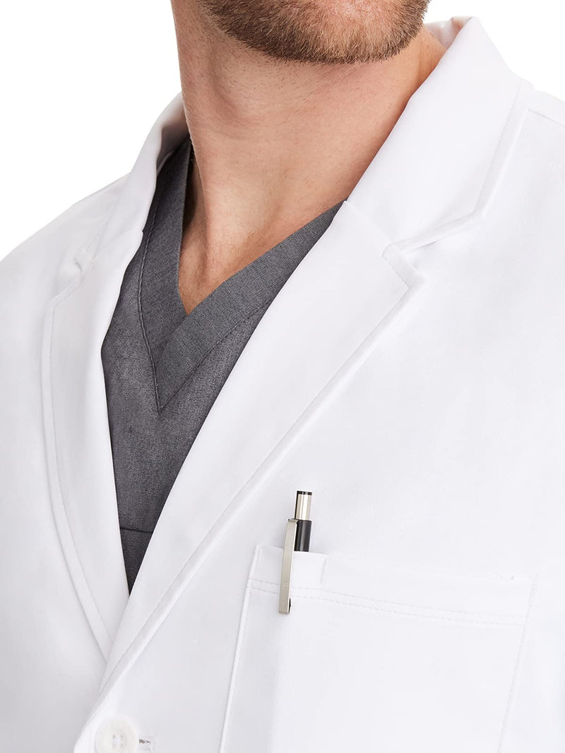 Healing Hands Medical Lab Coat Leo Coat with 5 Pockets, Soft & 2-Way Stretch Fabric 5150 Standard Size 30.5" Medium White