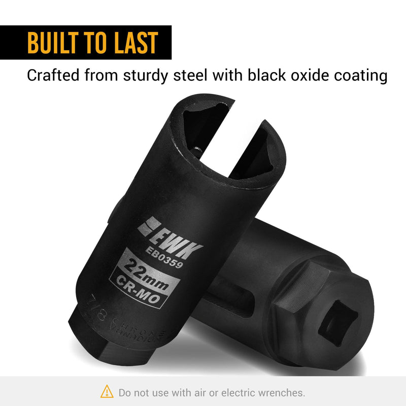 EWK 7/8" (22mm) Oxygen Sensor Socket, 3/8" Drive O2 Sensor Removal Tool with Wire Gate, 6-Point