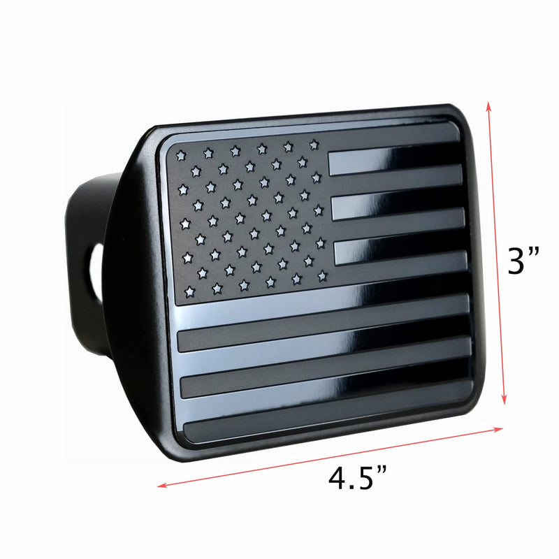 eVerHITCH USA Stainless Steel Flag Emblem Metal Hitch Cover with Pin Bolt (Fits 2" Receivers, Black) Fits 2" Receivers