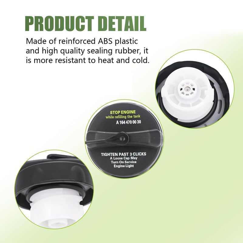 Fuel Tank Cap, Fuel Filler Seal Leak Proof Cap with Rubber Ring, ABS Waterproof Heat Resistant Precision Fit Fuel Cover Replacement A1644700030, Compatible with Mercedes-Benz (Black)