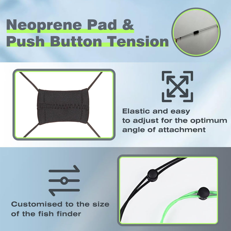 2 Pcs Fish Finder Cover Strap Secure Fishing Graph Cover Adjustable Bungee for Travel Green