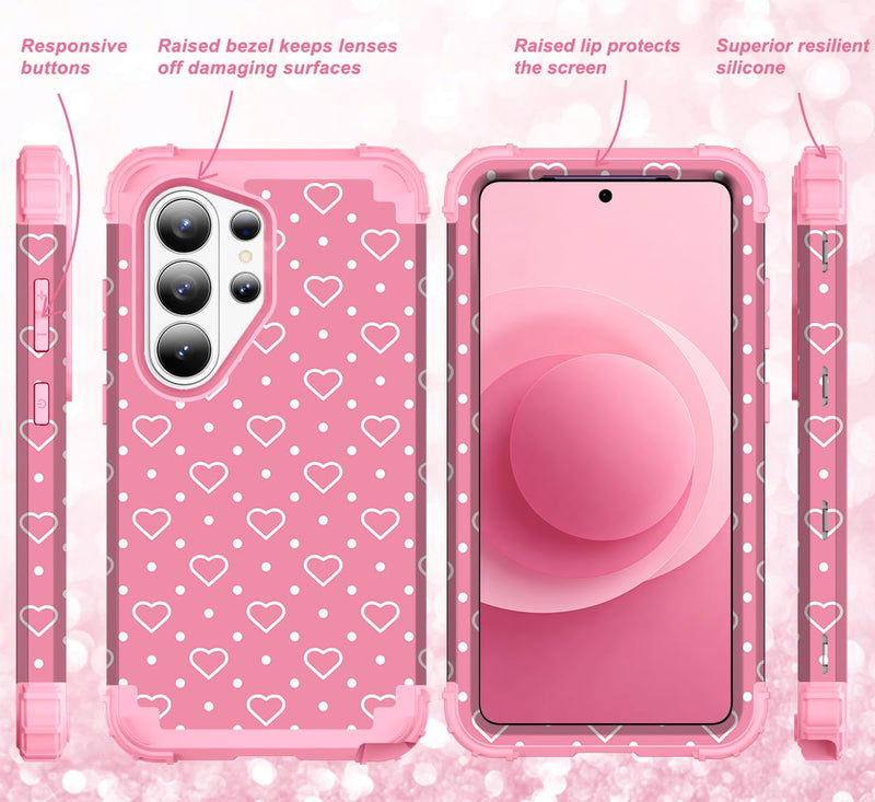Hocase for Samsung Galaxy S26 Ultra Case, Hearts/Polka Dots For Samsung Galaxy S26 Ultra 2026