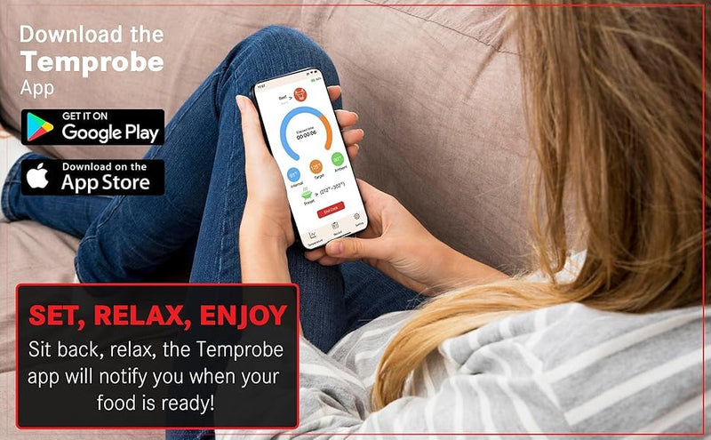 Wireless Bluetooth Meat Thermometer for Grill, Smoker, BBQ, Oven – 820ft Range, Digital Instant Read Cooking Probe for Steak, Turkey – Smart App Control, High Accuracy, Single Probe