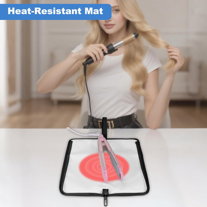SITHON Hot Iron Holder & Mat Heat, Resistant Hair Tools Travel Bag | Portable Hot Tools Organiser Cover Pouch for Curling Flat Irons, Hair Straightener and Styling Tools (Bag Only) (Black) Black